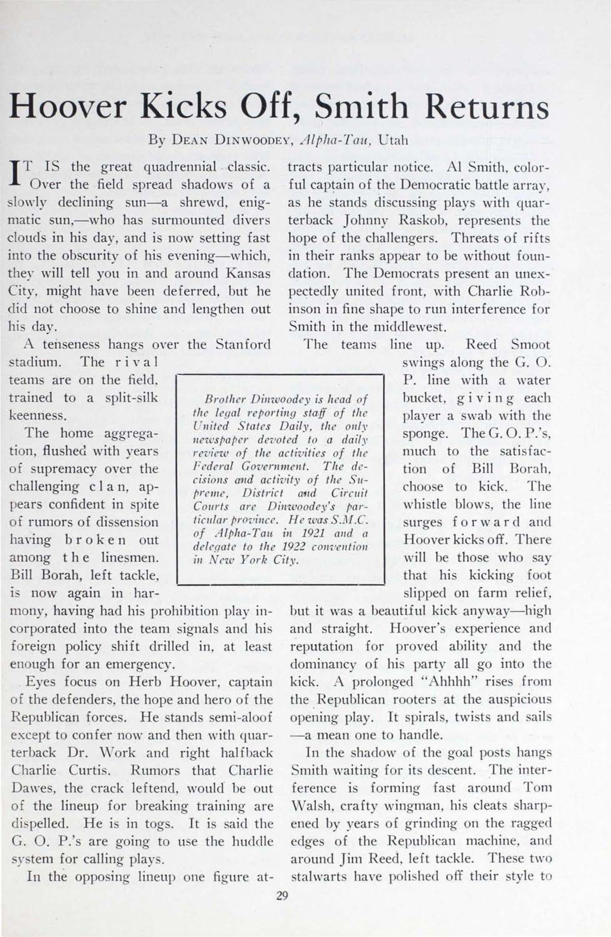 Hoover Kicks Off, Smith Returns